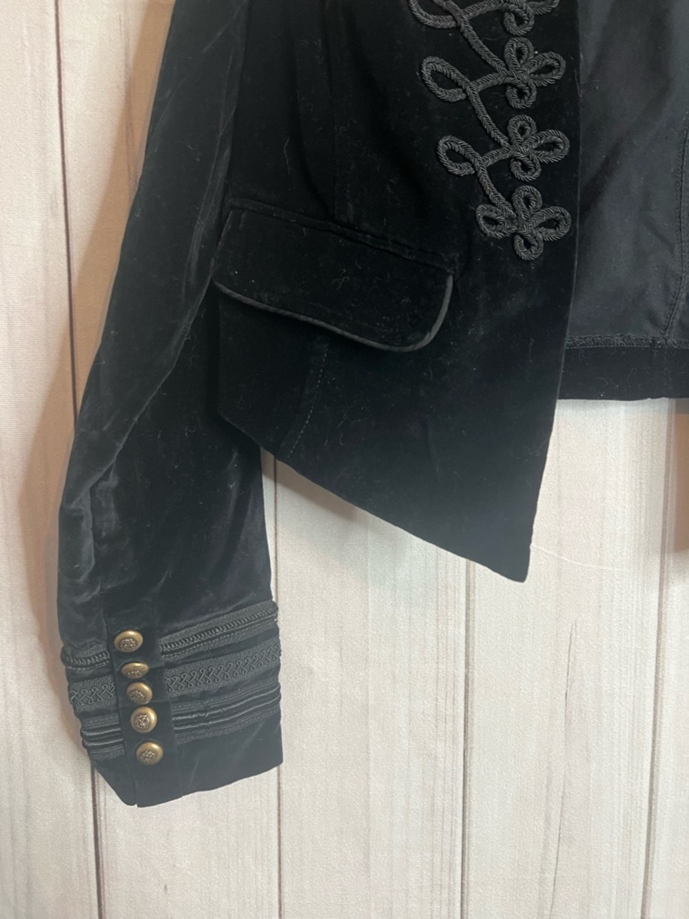 torrid Black Velvet Military Cropped Blazer - Picture 3 of 4